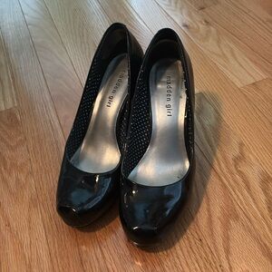 Madden Girl black patent platform heels size 9